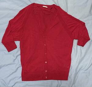 GU 　ニットカーディガン(５分袖）M ピンク　羽織りもの　ドルマンスリーブ　着丈が長め　未使用品　送料無料　匿名発送