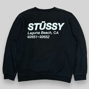 希少 STUSSY ステューシー 両面 プリント 長袖 スウェット トレーナー XL ブラック 黒 オールド オールド ビッグロゴ オーバーサイズ