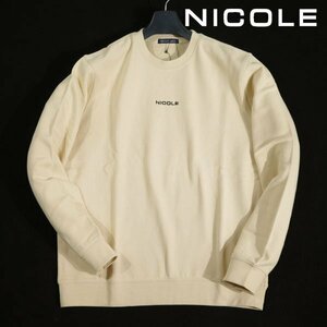 新品1円～★ニコル セレクション NICOLE selection メンズ 長袖 綿 コットン クルーネック トレーナー 50 LL スウェット ベージュ ◆1596◆