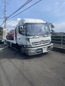 日野　レンジャー　プロ　荷台架装ワンオフ作成　積載車　ワイドボディフルキャブ　重機搬送　ナビ、ドラレコ 、バックカメラ、レーダー付