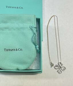 【未使用品】TIFFANY&Co. ティファニー ラビングハート クローバー ネックレス Ag925刻印 3.1ｇ※保存による経年劣化、変色、小傷有※