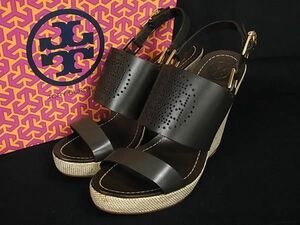 ■新品■未使用■ TORY BURCH トリーバーチ レザー ウェッジソール サンダル サイズ 9 (約26.0cm) 靴 シューズ ブラウン系 AU5183