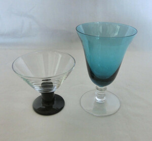 ●アンティーク　ガラス　カクテルグラス ＆リキュールグラス　2個セット
