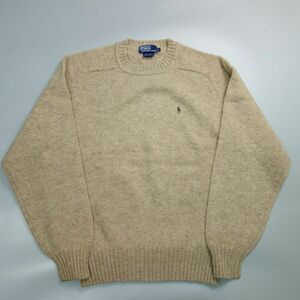 極美品 90s ヴィンテージ ポロラルフローレン ポニー刺繍 ウールニット セーター メンズ L アメリカ古着