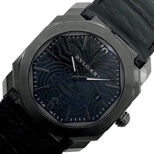 ブルガリ BVLGARI オクト オールブラックス 記念モデル BGO41BSBLD/AB ブラック SS(DLC加工)/革ベルト(社外) 腕時計 メンズ 中古