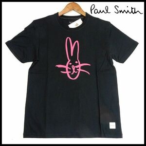 新品 即決 ポールスミス 半袖カットソー Ｔシャツ M 黒 ラビット(うさぎ) ハンドドローイング プリント Paul Smith メンズ 【9616】