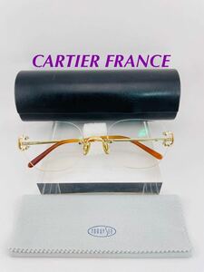 Qa08 CARTIER フランス製　ツーポイント　高級ブランド　ビンテージ　カルテイエ　メガネ　フレーム　C-DECO 美品　人気