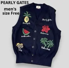 PEARLY GATES パーリーゲイツ コットン ニットベスト ネイビー F