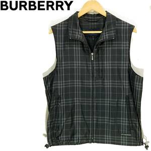 極美品BURBERRY GOLFベンチレーター ノバチェック ベスト メンズM日本製ブラック×グレー通気性ベンチレーション撥水加工バーバリー ゴルフ