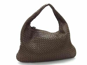 1円 BOTTEGA VENETA ボッテガヴェネタ イントレチャート レザー ワンハンドル ショルダーバッグ 肩掛け ブラウン系 FC4598