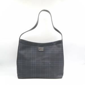 ★BURBERRY バーバリー ノバチェック PVC ワンショルダーバッグ ハンドバッグ 肩掛けかばん レディースネイビー系