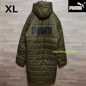 XL 新品 PUMA プーマ ビッグ ロゴ メンズ ウェア 中綿 ESS+ パデッドコート オリーブ 未使用 ベンチコート ロングコート 防寒 保温 防風
