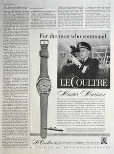 稀少・時計広告！1958年ジャガー・ルクルト 時計広告/Le Coultre Master Mariner Watch/United States号/客船/船長/W