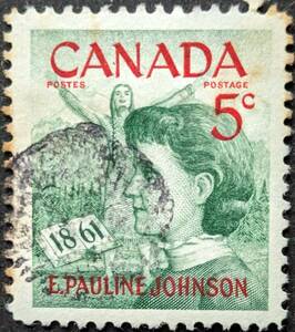 【外国切手】 カナダ 1961年03月10日 発行 E.ポーリンジョンソンの生誕100周年 - モホーク族の詩人 消印付き