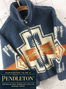 PENDLETON ボア ジャケット フリース ネイティブ ペンドルトン ジップアップ ネイビー ボアジャケット