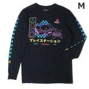 売切り【正規新品】PlayStationプレイステーション オフィシャル 初代 ゲーム 海外限定 長袖 Tシャツ ロンT(M)チェッカー 黒180720-13