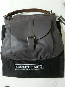 MAURIZIO TAIUTI　牛革ハンドバッグ（グレーパープル色）　横35センチ×幅14センチ×高さ30センチ