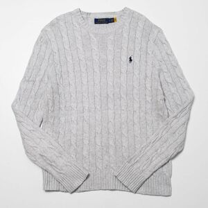 GP5837 ポロラルフローレン/Polo Ralph Lauren*メンズSP*ニットセーター*ケーブル編み*グレー系*コットン*クルーネック*