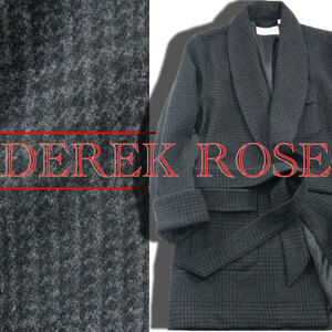 新品 【イギリス製】 DEREK ROSE カシミヤ混 ショールカラー スモーキングジャケット コート 秋冬 ★331788 デレクローズ