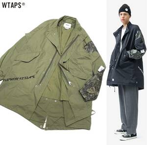 ★ 国内正規品 20SS WTAPS ダブルタップス 201WVDT-JKM01 W51 JACKET. COTTON. WEATHER 袖切替 モッズコート COAT オリーブ 01