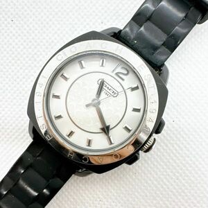 A2405-1-9 １円スタート クオーツ　稼働品　美品　COACH　コーチ　メンズ腕時計　ブラック　白文字盤　
