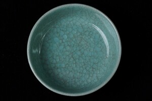 【萬藏】中国 古玩 古美術 汝窯 青磁 開片 氷裂 茶碗 筆洗 唐物