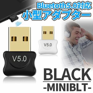 Bluetooth 5.0 アダプタ ブラック 無線 ドングル USB ドングル 小型 ブルートゥース ワイヤレス Windows スマートフォン PC MINIBT-BK