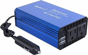 カーインバーター 300W DC12V を AC100V に 交換 車載充電器 USB給電2口 AC100Vコンセント電源2口