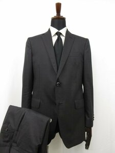 HH 超美品 【エトロ ETRO】 シルク混 シングル2ボタン スーツ (メンズ) size50 ブラック 織柄 イタリア製 ●27HR3199
