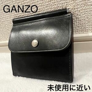 【未使用に近い】GANZO AVON ガンゾ エイボン 小銭入れ付き マネークリップ 財布 ブラック 黒 新品に近い 美品 現行品