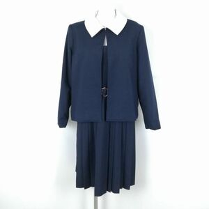 1円 ジャケット ジャンパースカート 上下2点セット 指定 大きいサイズ 冬物 女子 学生服 千葉我孫子中学 紺 制服 中古 ランクC NA1187