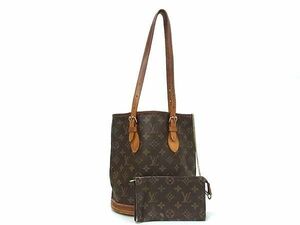 1円 LOUIS VUITTON ルイヴィトン M42238 モノグラム バケットPM プチバケット バケツ型 ポーチ付き トートバッグ ブラウン系 BF6759