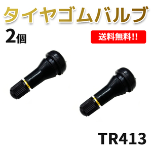 TR413 エアバルブ 2個 ゴムバルブ バルブコア付き キャップ付き チューブレス タイヤ ストレート ホイール TR-413 ムシ 定形外送料無料