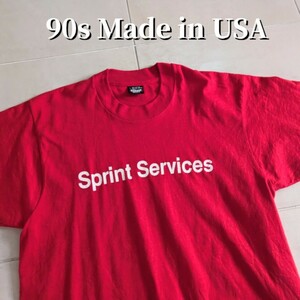 90s USA製 Sprint Services Tシャツ シングルステッチ　レッド　L