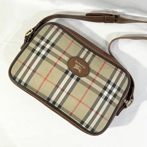 【美品】 正規品 バーバリー BURBERRY ショルダーバッグ ノバチェック ベージュ ブラウン 肩掛け 鞄 かばん ポシェット キャンバス 革