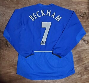 値下げ交渉 02-03 マンチェスターユナイテッド ベッカム 3rd/サード 長袖 NIKE 検) 2002 2003 MANCHESTER UNITED DB7 BECKHAM BLUE L/S Y2K