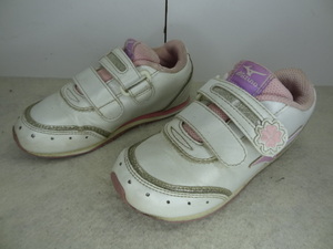 全国送料無料 ミズノ MIZUNO ランバード 子供靴キッズ女の子パール塗装レザータイプ素材スニーカーシューズ 17cm