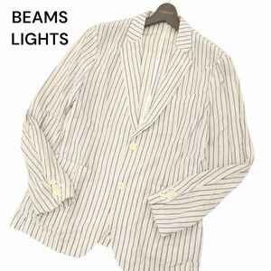 BEAMS LIGHTS ビームス ライツ 春夏 麻 リネン混★ ストライプ アンコン テーラード ジャケット ブレザー Sz.L　メンズ　C4T02167_3#M