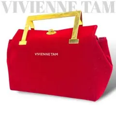 極美品　ヴィヴィアンタム　ハンドバッグ　赤　花柄　刺繍　ロゴ　ターンロック