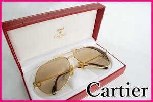 Cartier カルティエ ティアドロップ サングラス ブラウン レンズ ゴールド フレーム 眼鏡 めがね 箱付き ユニセックス #5666p
