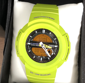 G-SHOCK AW-582 SC メタリック ライム グリーン 黄緑 アナデジ CRAZY COLORS AW582 丸型 AW500 系 好きに も 生産終了 デジアナ CASIO