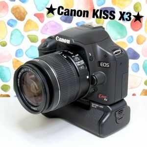◇Canon キャノン EOS KISS X3 ★予備バッテリー ★グリップ付き ★Wi-Fiセット