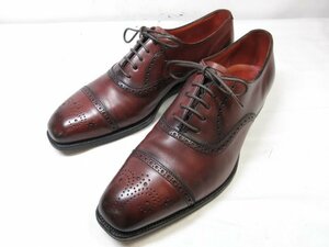 美品 【エドワードグリーン EDWARD GREEN】 セミブローグ 内羽根 ドレスシューズ 紳士靴 (メンズ) size6.5E888 茶系 ■18MZA4593■