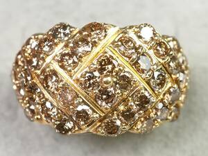 【3867P】K18ゴールド 天然ダイヤモンド 2.00ct/4.7g パヴェ リング 指輪 ♯10