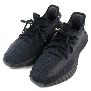 未使用品○アディダス HQ4540 YEEZY BOOST 350 V2 イージーブースト レースアップ ラバーソール ニットスニーカー 黒 27 箱付き メンズ