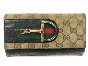 GUCCI グッチ 154257 ハスラービット シェリーライン Wホック長財布 GGキャンバス Z6-117-A★