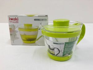 未使用 iwaki レンジのポット 茶器 茶こし付 400ml 耐熱ガラス食器 KT863-G グリーン