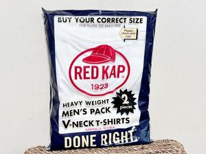 5-6 未使用 希少 RED KAP レッドキャップ Vネック Tシャツ 2枚組 XLサイズ ホワイト ヘビーウェイト 1②