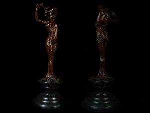 【雲】某収集家放出品 西洋アンティーク 銅製 ブロンズ像 女性像 高さ99cm 重さ約20.2kg 古美術品(裸婦) AA4914y JTDuy69gh5