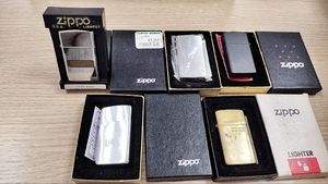 #17077【美品おまとめ5本】ZIPPO ジッポ スリムタイプ ライター シルバー ブラック ゴールド 未使用 ジッポー 喫煙具 ケース付 ZIPPO刻印有